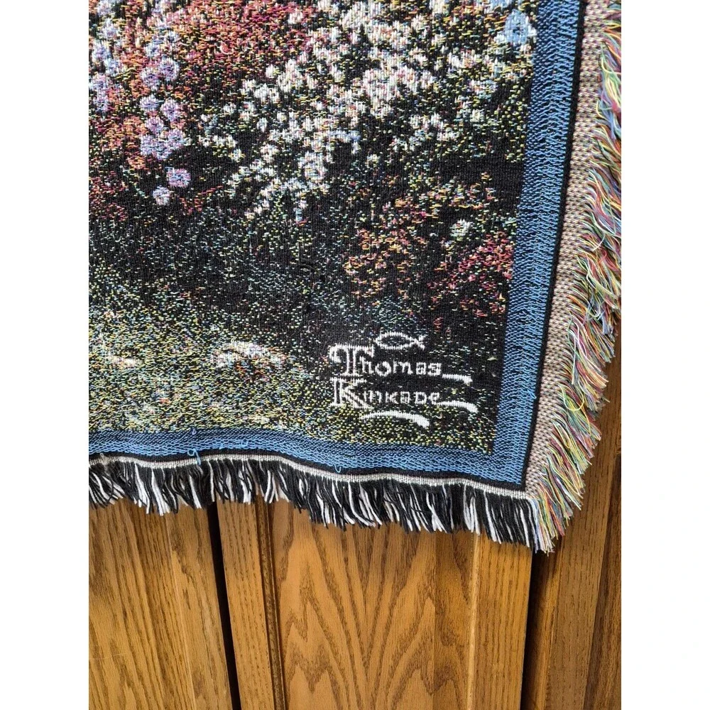 Vintage THOMAS KINKADE PAINTER OF LIGHT AFGHAN TAPESTRY THROW 66